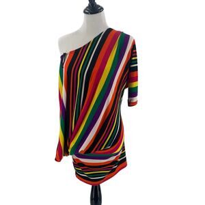 Vintage colorful striped dress womens small